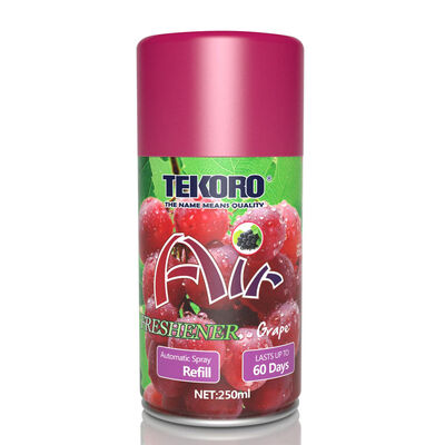 Grape Flavour Air Freshener Automatic Spray Refill dengan kapasitas 200ml dan sertifikasi CE, RoHS, SGS, GMP