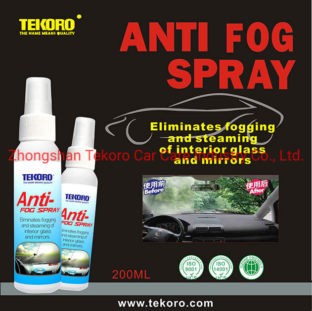Tekoro Anti Fog Spray dan Anti Mist Spray dengan Validitas Tiga Tahun, Sertifikasi CE RoHS SGS GMP untuk Menghilangkan Kondensasi Interior